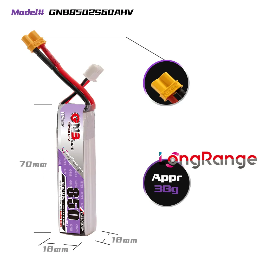 가오넹 GNB 리포 배터리 850mAh 2S 7.6V  - Drone Kit Racing 리뷰 및 가격